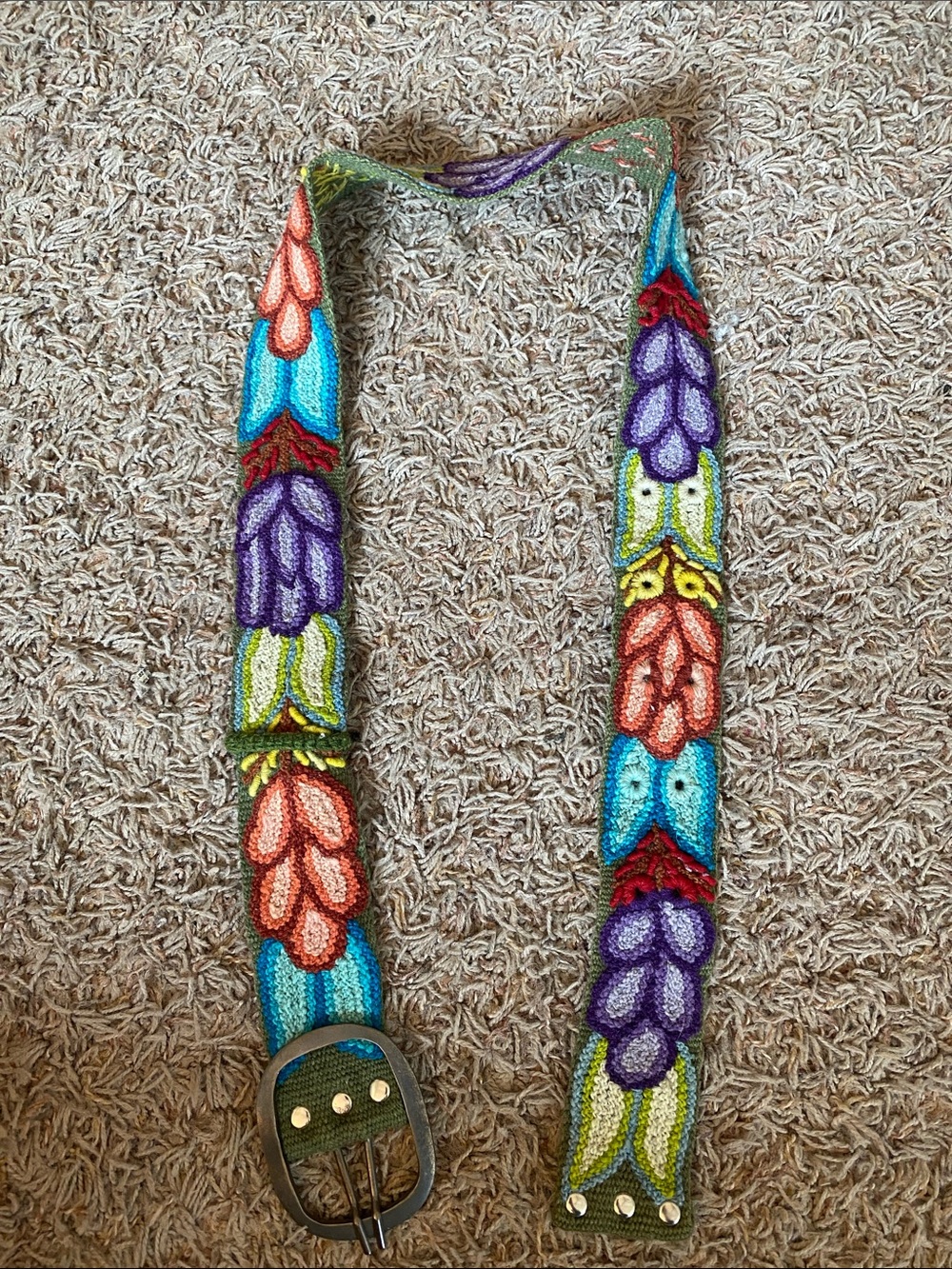 Soul Flower Vibrant Multicolor Embroidered Floral Belt